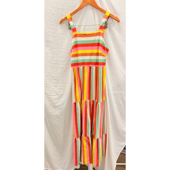 J.Crew Rainbow Stripe Maxi Dress Size XS Colorful Summer Sundress Vacation - Picture 3 of 5
